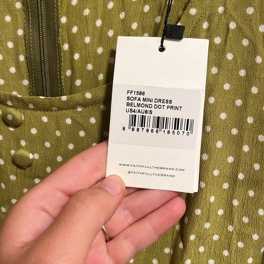 Faithfull the Brand Sophia Mini Dress Belmont Dot Print Dress US Size 4/Small - Picture 6 of 11